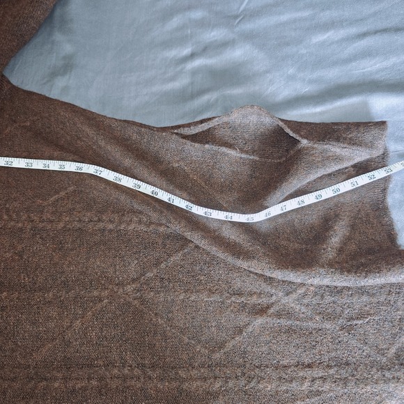 World Market Recycled Yarn Cable Knit Funnel Neck Sweater Poncho Brown NWT - Picture 15 of 16